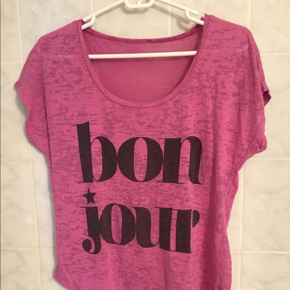 "Bonjour" lavender T-shirt